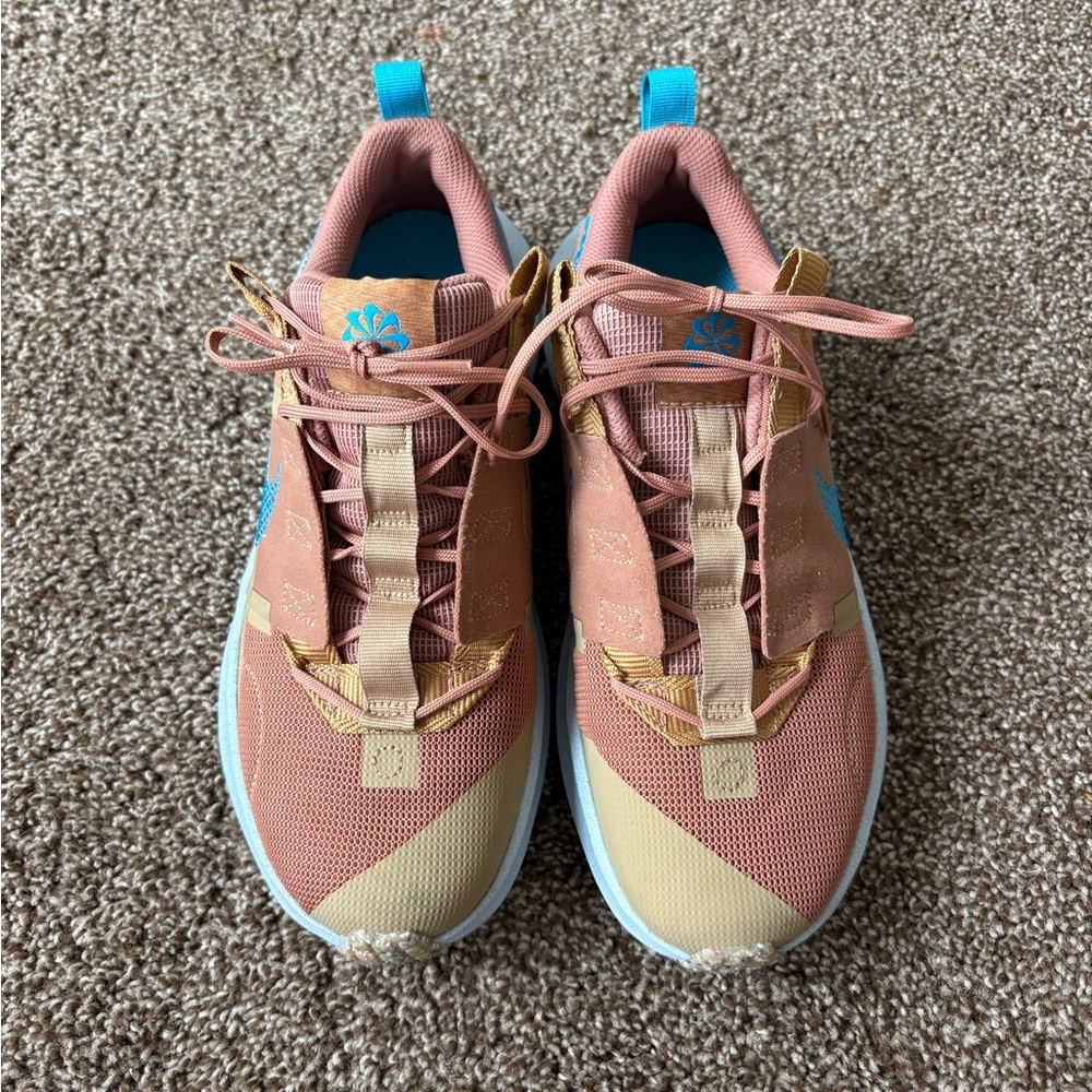Nike Women's Shoes in brown and Tan with Blue Accents